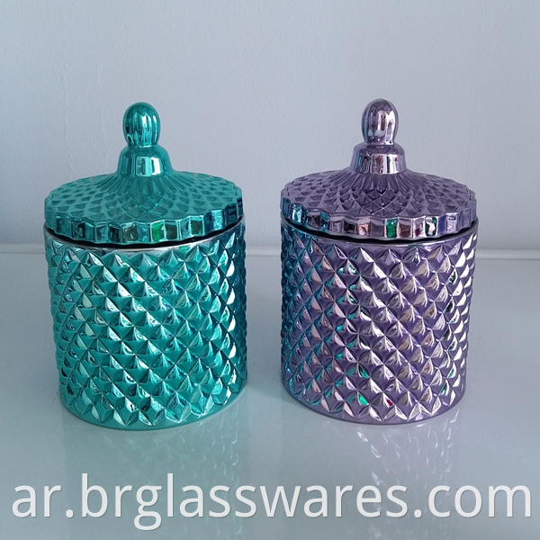 Electroplate purple glass candy jar